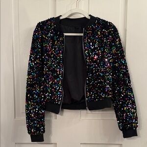 Sequin Embellished Black Jacket